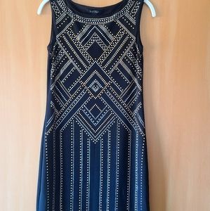 LBD Black Silver & Gold Detail Sleeveless White House Black Market Dress